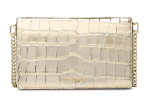 Michael Kors Croc-Embossed Metallic Clutch